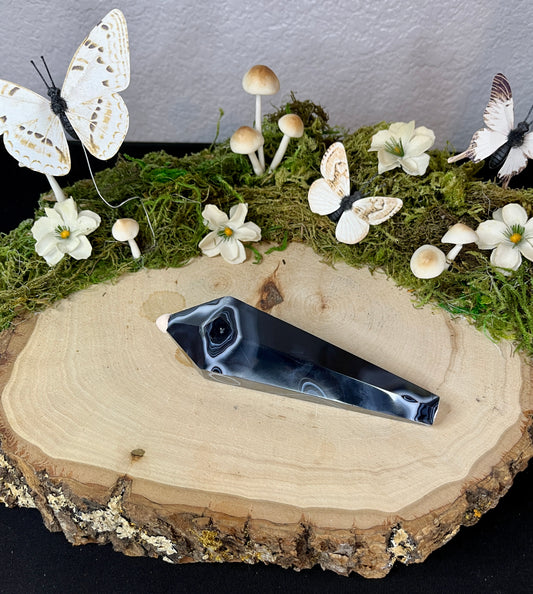 Black Agate Wand and Stand