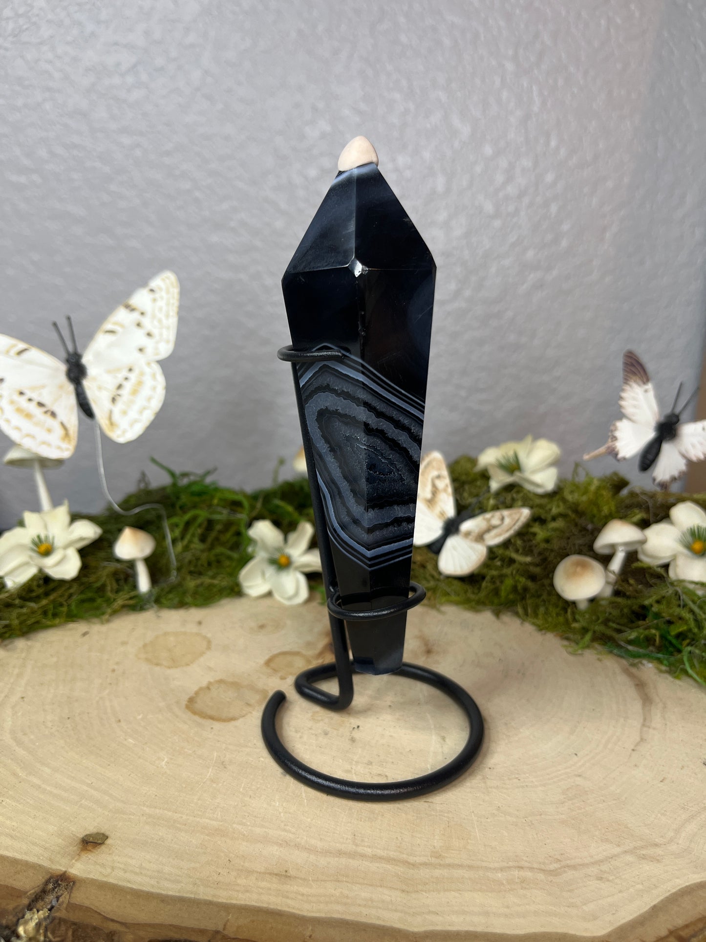 Black Agate Wand and Stand