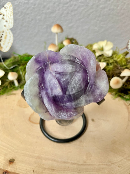 Fluorite Rose and Stand