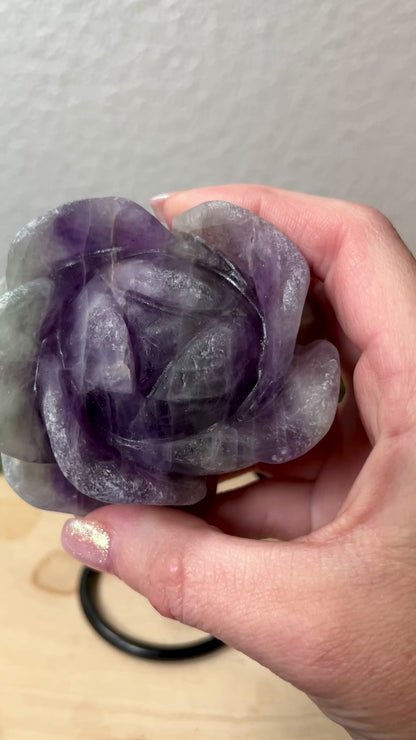 Fluorite Rose and Stand